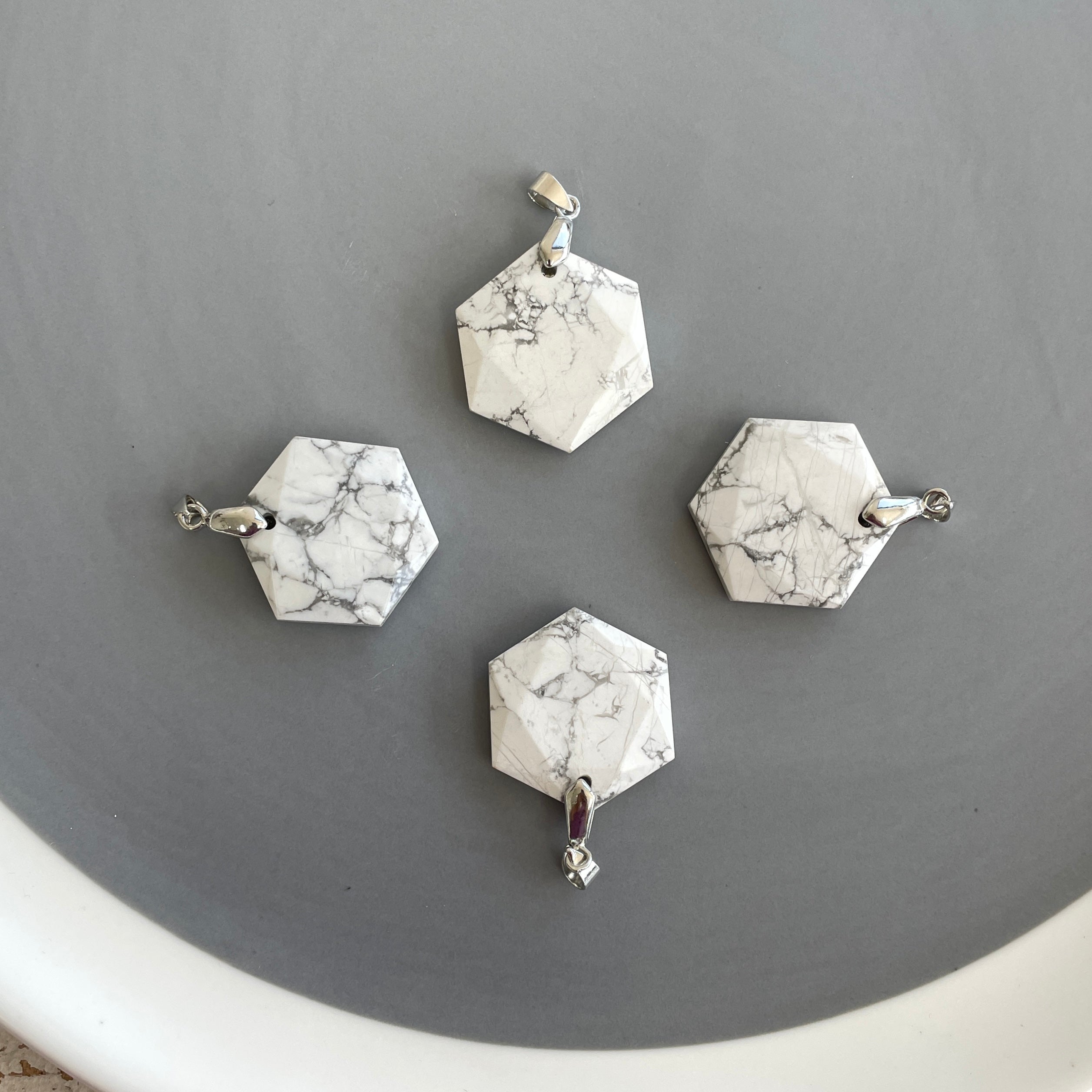 Howlite Hexagonal Pendant Howlite Hexagonal Pendant